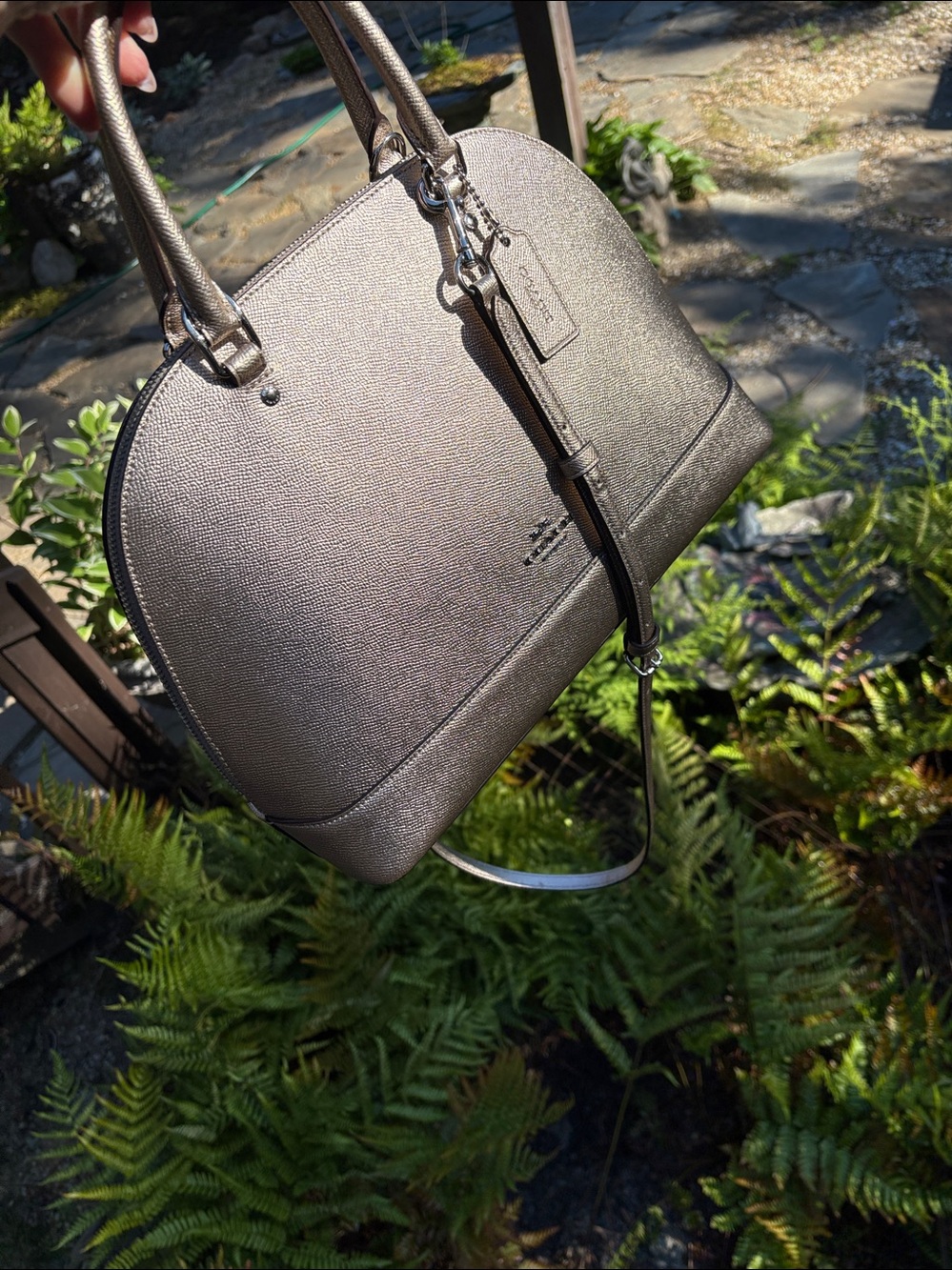 Coach Metallic Dome Satchel - Gold - Picture 15 of 16